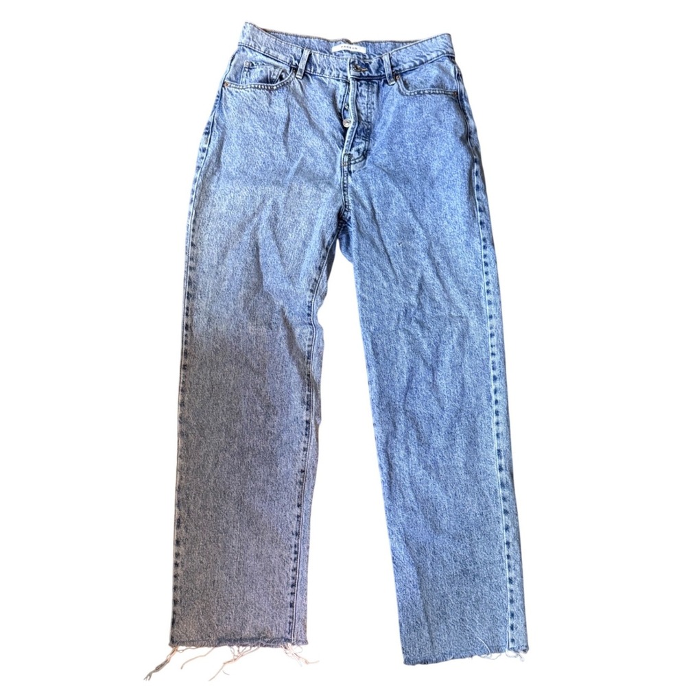 PacSun Womens High Rise Straight Leg Jeans Light Wash Raw Hem Size 27